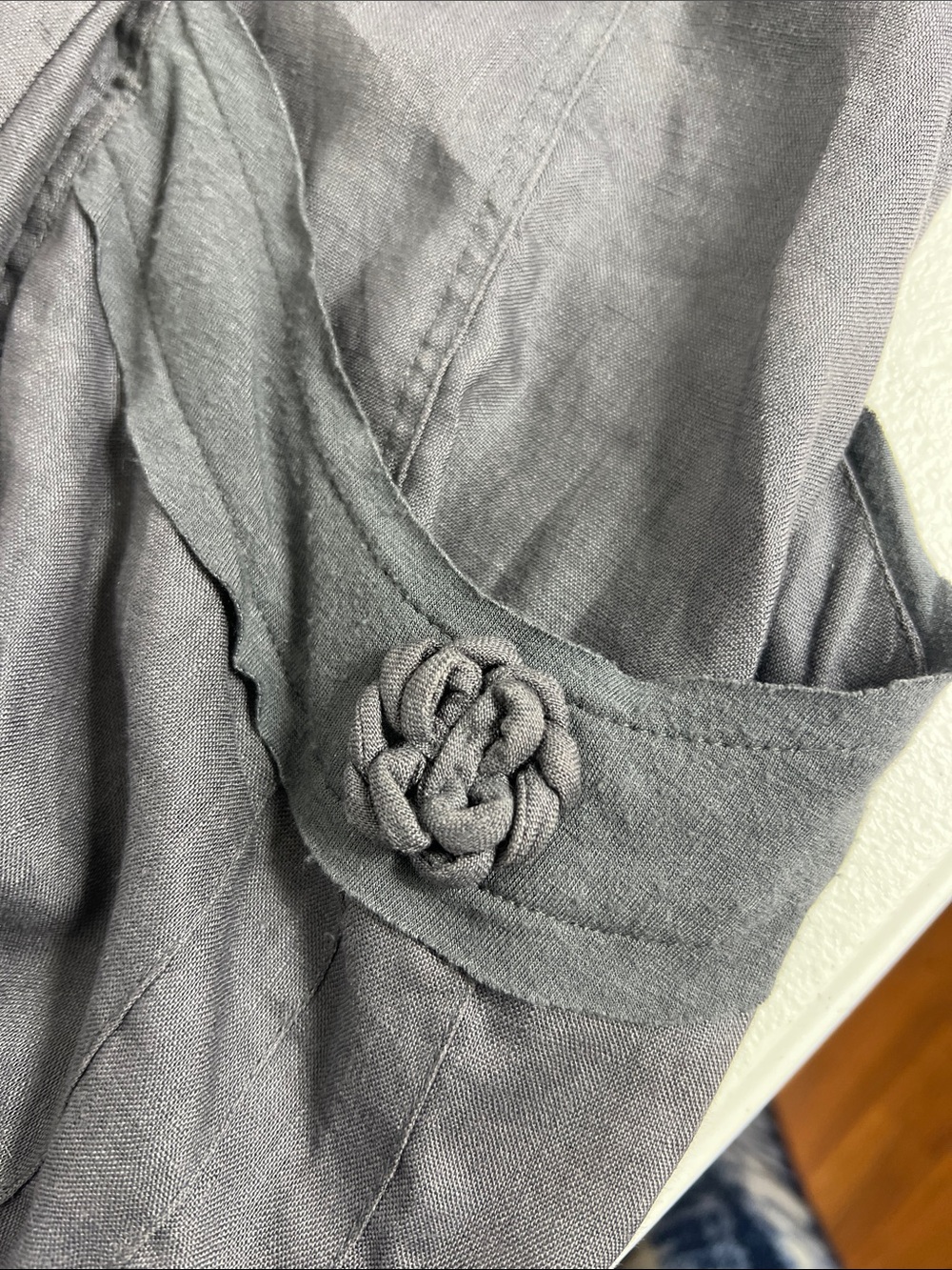 Animale Sz 8 Linen Dress Taupe/Gray Drop Waist Asymmetrical Hem Pockets - Picture 14 of 16